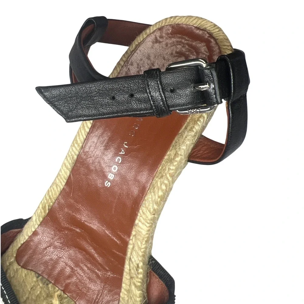 Marc by‎ Marc Jacobs Espadrille Wedge Sandals Striped Canvas 38 EUC